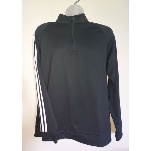 Adidas Men's Pullover Medium 1/4 Zip Waffle Knit Long Sleeve Golf Athletic Black - Picture 1 of 7